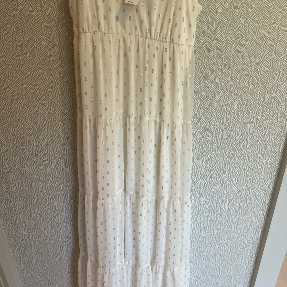 Express Gold Embellished Maxi Sundress